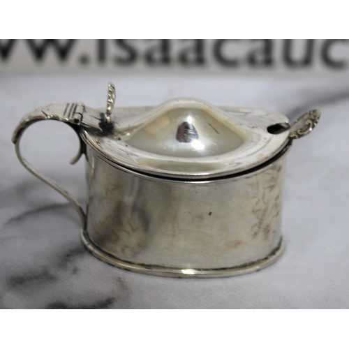 555 - Silver Hallmarked Mustard Pot & Spoon