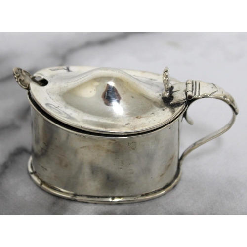 555 - Silver Hallmarked Mustard Pot & Spoon