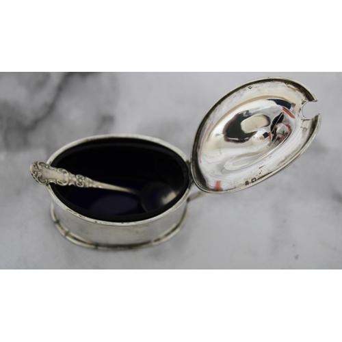 555 - Silver Hallmarked Mustard Pot & Spoon