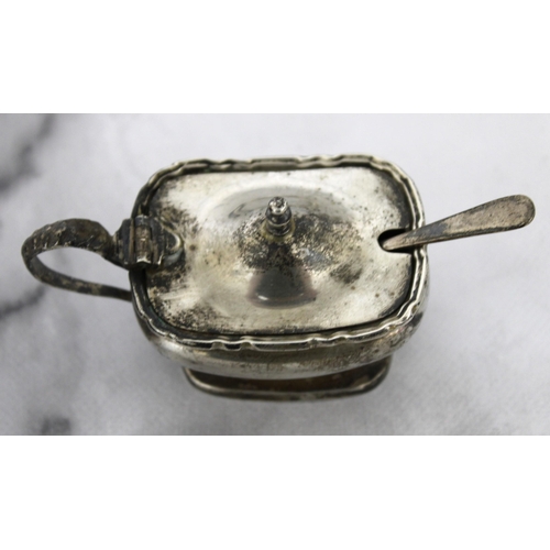 560 - Silver Hallmarked Mustard Pot & Spoon