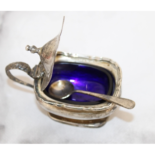 560 - Silver Hallmarked Mustard Pot & Spoon