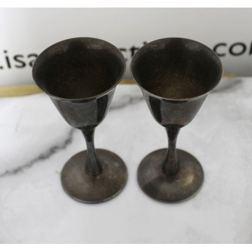 564 - Two Silver Plate Goblets Stamped Italy