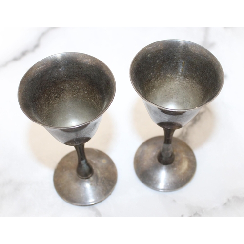 564 - Two Silver Plate Goblets Stamped Italy