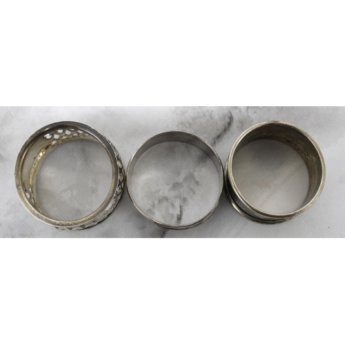 576 - Three Silver Hallmarked Napkin Rings