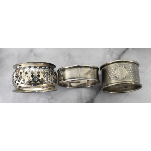 576 - Three Silver Hallmarked Napkin Rings