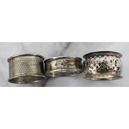 576 - Three Silver Hallmarked Napkin Rings