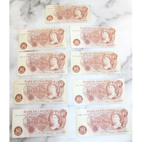 360 - Nine Bank Of England Ten Shilling Notes