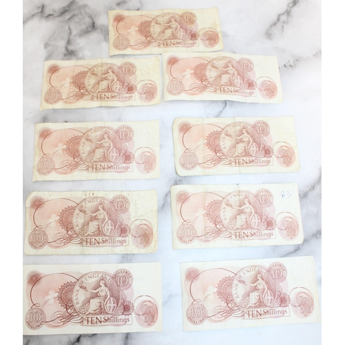 360 - Nine Bank Of England Ten Shilling Notes