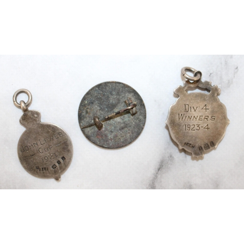 62 - Two Silver Hallmarked Fobs & Enamelled Badge