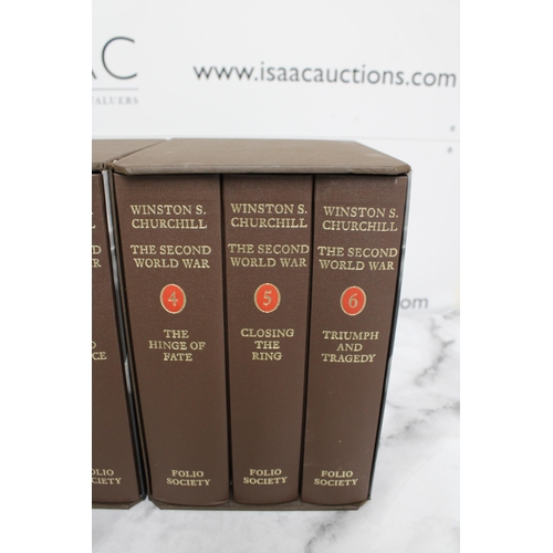 163 - Folio Society  - Winston S Churchill - The Second World War - 6 Editions across 2 Cases.