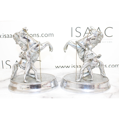 160 - Pair Of Metal Statues Height-21cm