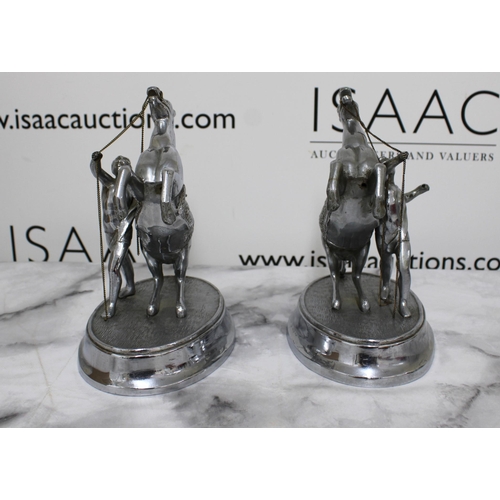 160 - Pair Of Metal Statues Height-21cm