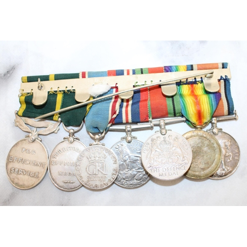 308 - WWI & WWII Military Medal Group of Seven - Includes Miniatures

WWI Named to 31819 PTE J OXENHAM. TH... 