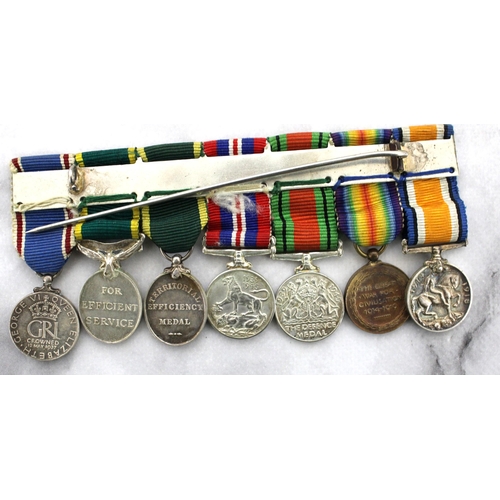 308 - WWI & WWII Military Medal Group of Seven - Includes Miniatures

WWI Named to 31819 PTE J OXENHAM. TH... 