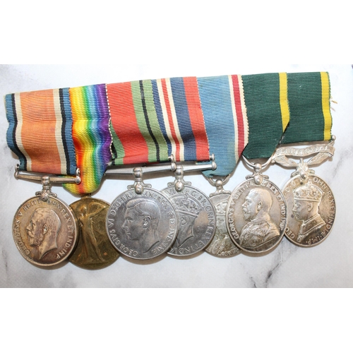 308 - WWI & WWII Military Medal Group of Seven - Includes Miniatures

WWI Named to 31819 PTE J OXENHAM. TH... 