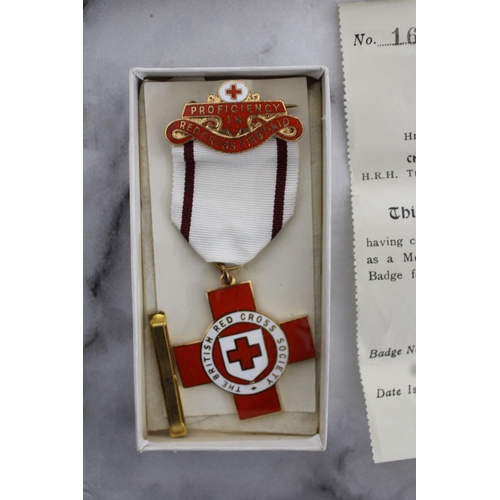 121 - BRITISH RED CROSS MEDAL IN BOX WITH PAPERWORK