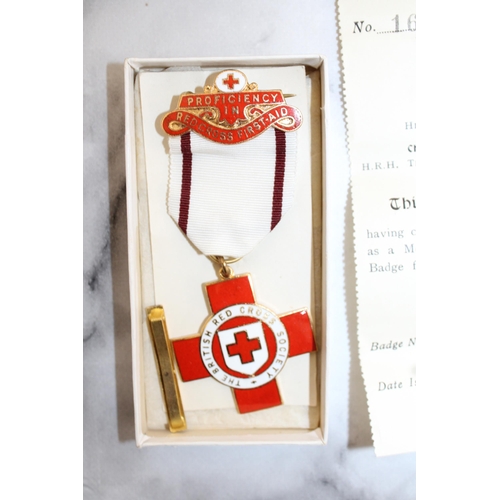 121 - BRITISH RED CROSS MEDAL IN BOX WITH PAPERWORK