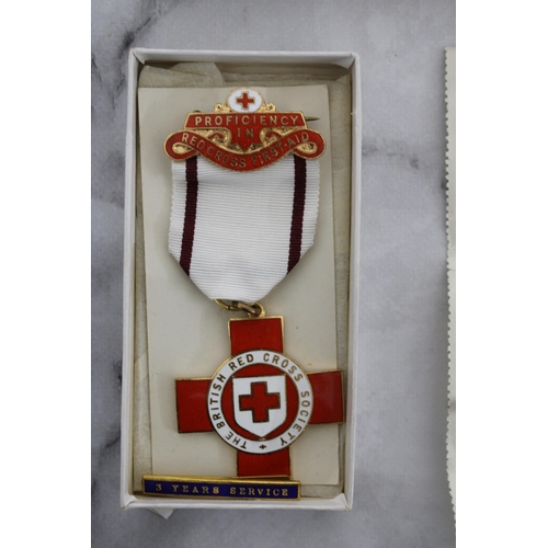 121 - BRITISH RED CROSS MEDAL IN BOX WITH PAPERWORK