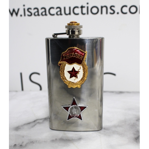 281 - Soviet Military Flask Stainless Steel 6oz Capacity