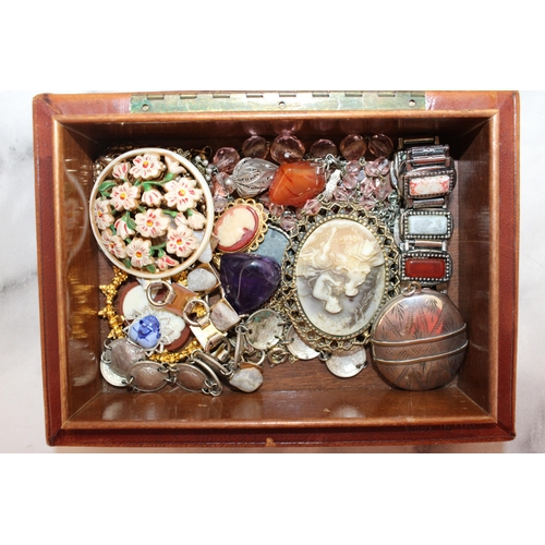 381 - Box With Mixed Costume Jewellery Some Silver