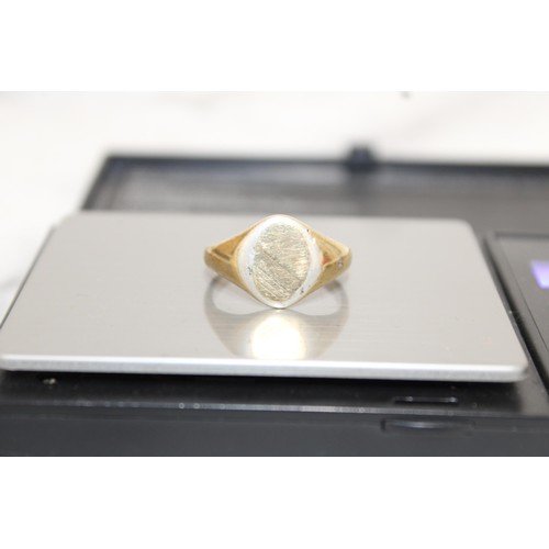 533 - 9ct Gold On Sil Signet Ring Size-V Total Weight-5.86g