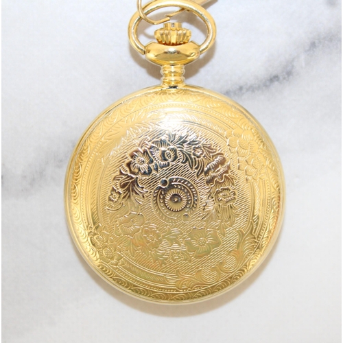 557 - Masonic Pocket Watch Gold Tone In A Box