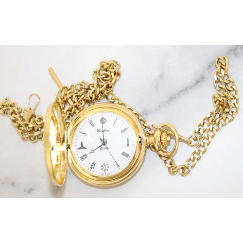 557 - Masonic Pocket Watch Gold Tone In A Box