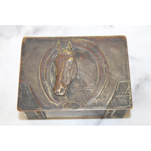 99 - Horse Brass Tin Containing Religious Jewellery Items