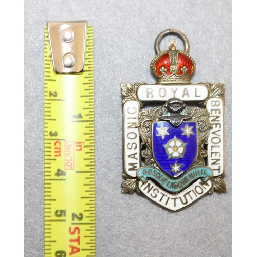 466 - Silver Hallmarked Enamelled Masonic Fob