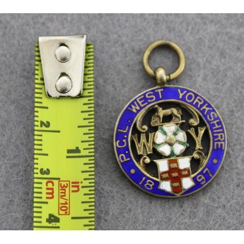 469 - Silver Hallmarked Enamelled Fob, Engraved On the Back With Frank Sharp 1917