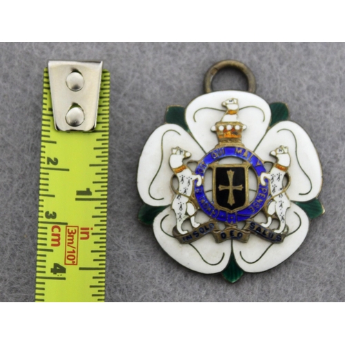 470 - Silver Hallmarked Enamelled Flower Styled Fob