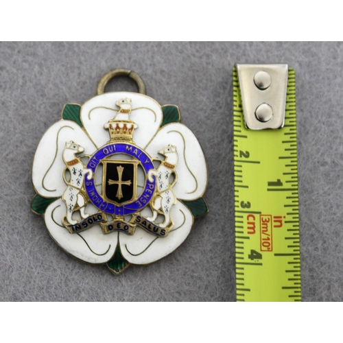 477 - Silver Hallmarked Enamelled Flower Styled Fob