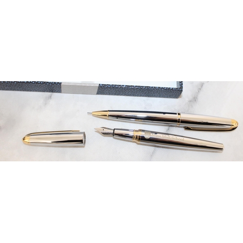 545 - Two Boxed Pens 
One Fountain Pen & Pencil
One GOLD ELECTROPLATED SHEAFFER U.S.A Fountain Pen
All pro... 