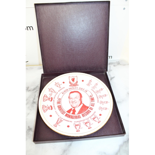 112 - Boxed Bob Paisley Commemorative Plate Liverpool FC Paragon Fine Bone China 
Collection Only