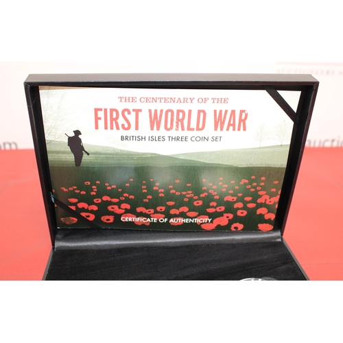 330 - Boxed Set Of British Isles 3 Coin Set, The Centenary Of The First World War