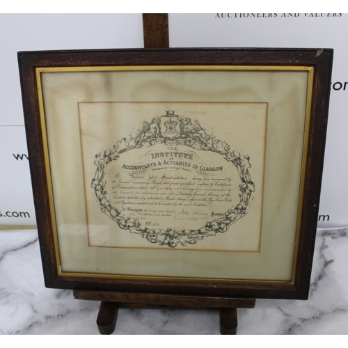 203 - Framed Certificate 25th June 1906 The Institute Of Accountants & Actuaries In Glasgow
Collection Onl... 