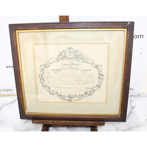 203 - Framed Certificate 25th June 1906 The Institute Of Accountants & Actuaries In Glasgow
Collection Onl... 