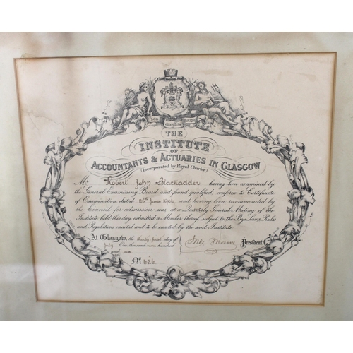 203 - Framed Certificate 25th June 1906 The Institute Of Accountants & Actuaries In Glasgow
Collection Onl... 