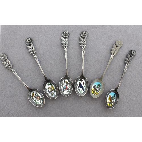 135 - Collection Of Collectable Enamelled Tea Spoons Bird Themed