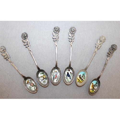 135 - Collection Of Collectable Enamelled Tea Spoons Bird Themed