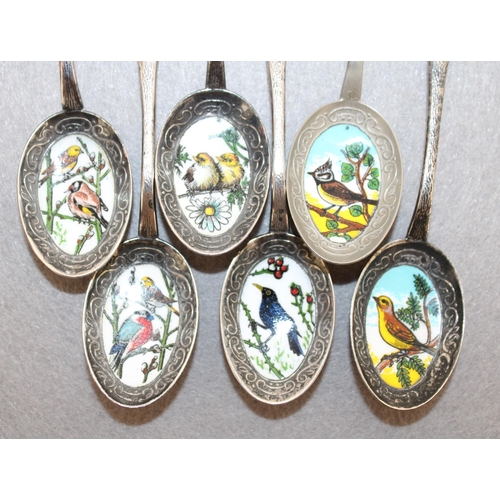 135 - Collection Of Collectable Enamelled Tea Spoons Bird Themed