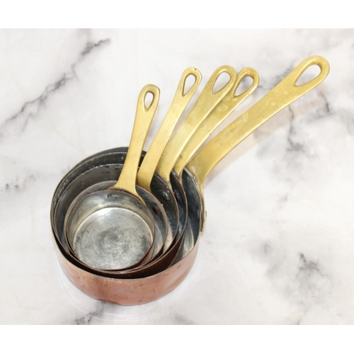 172 - Set Of Copper Measuring Cups With Brass Handles