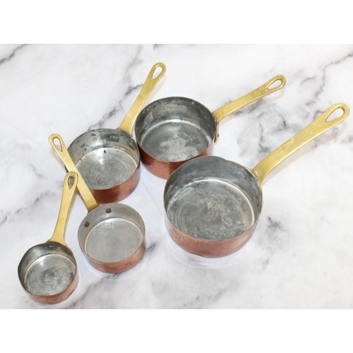 172 - Set Of Copper Measuring Cups With Brass Handles