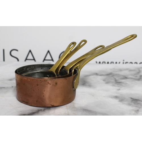 172 - Set Of Copper Measuring Cups With Brass Handles