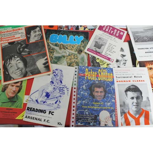 250 - Large Quantity of Testimonial Football Programmes 1964 onwards. Includes Ron Yates, Ron Harris, Norm... 