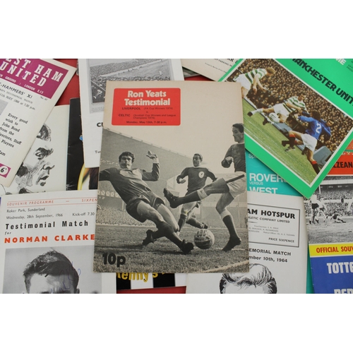 250 - Large Quantity of Testimonial Football Programmes 1964 onwards. Includes Ron Yates, Ron Harris, Norm... 