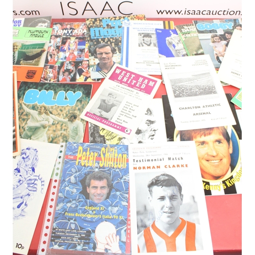 250 - Large Quantity of Testimonial Football Programmes 1964 onwards. Includes Ron Yates, Ron Harris, Norm... 