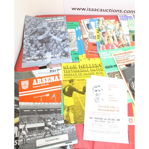 250 - Large Quantity of Testimonial Football Programmes 1964 onwards. Includes Ron Yates, Ron Harris, Norm... 