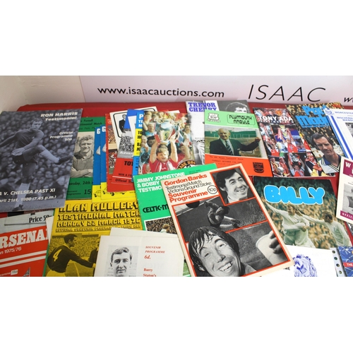 250 - Large Quantity of Testimonial Football Programmes 1964 onwards. Includes Ron Yates, Ron Harris, Norm... 