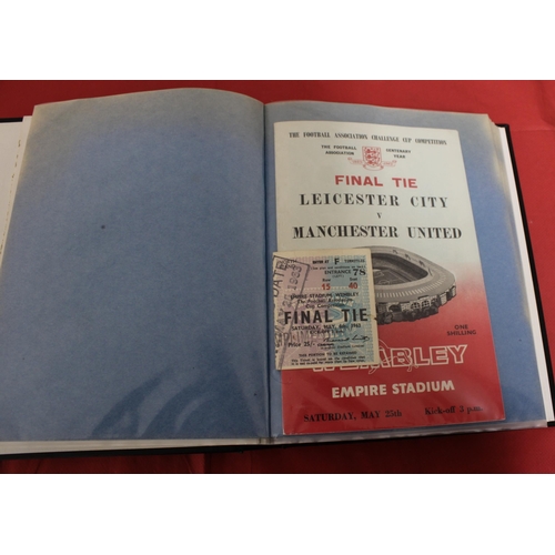 253 - FA Cup Final Football Programmes 1946 to 1964 - Some Ticket Stubs included - Kept in Hardback Folder